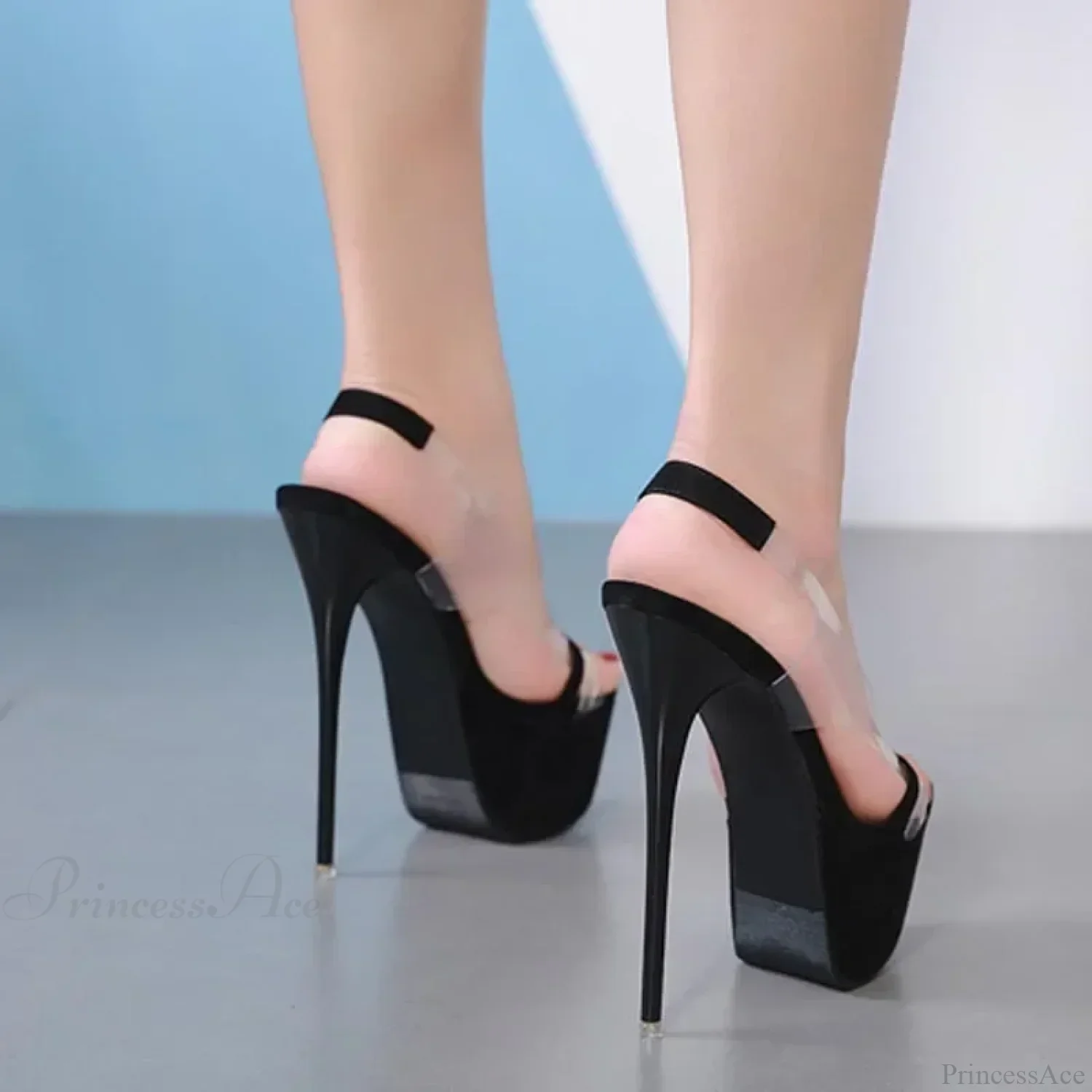 16CM Thin High Heels Peep Toe Platform Pvc Transparent Party Wedding Slip-on Stiletto Pumps High Heel - Image 3