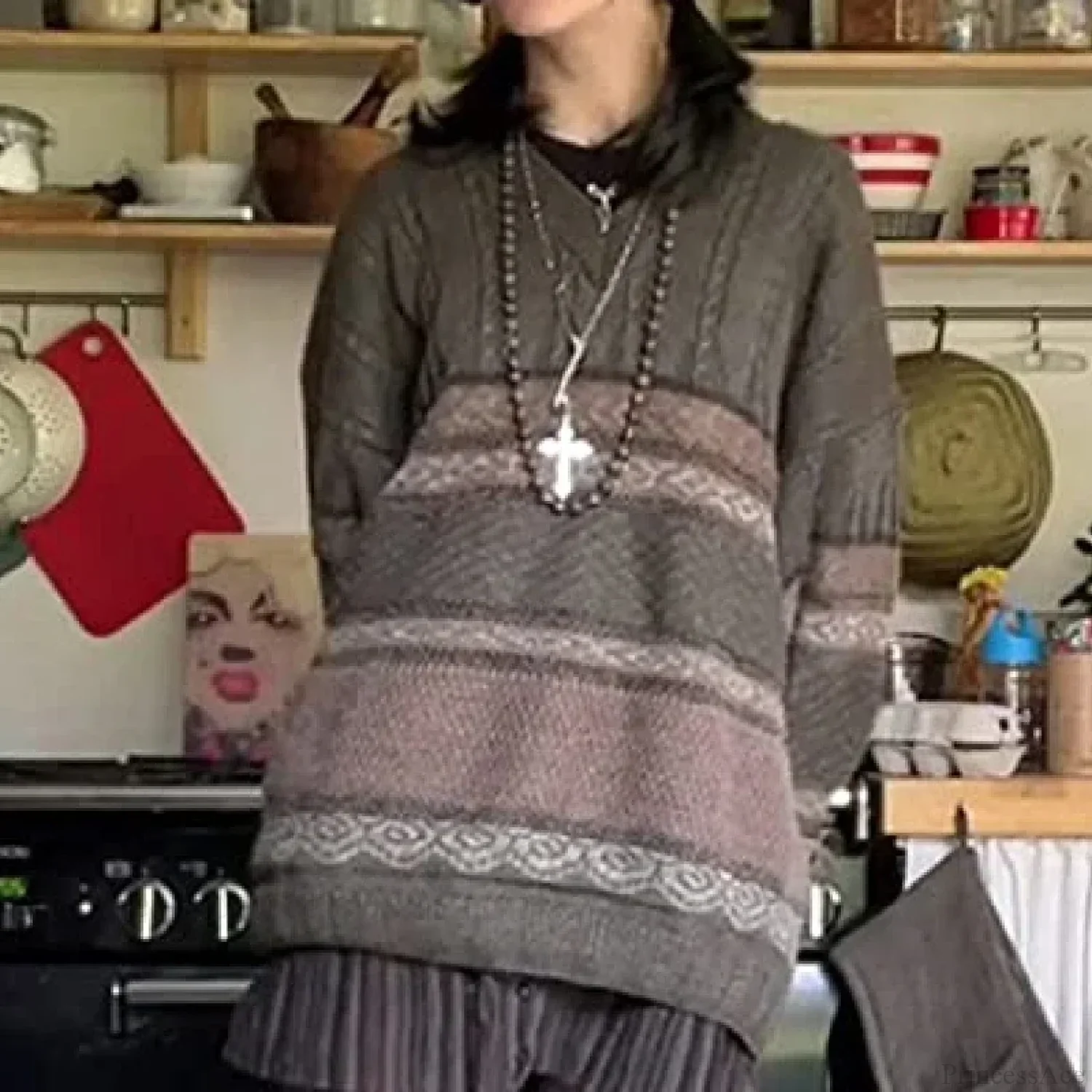 2000s Vintage Striped Y2K Preppy Style Sweater - Image 6