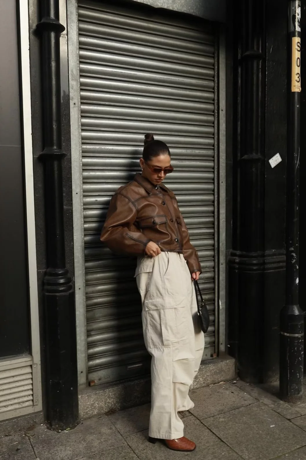 Brown Vintage Faux Leather Coat - Image 4
