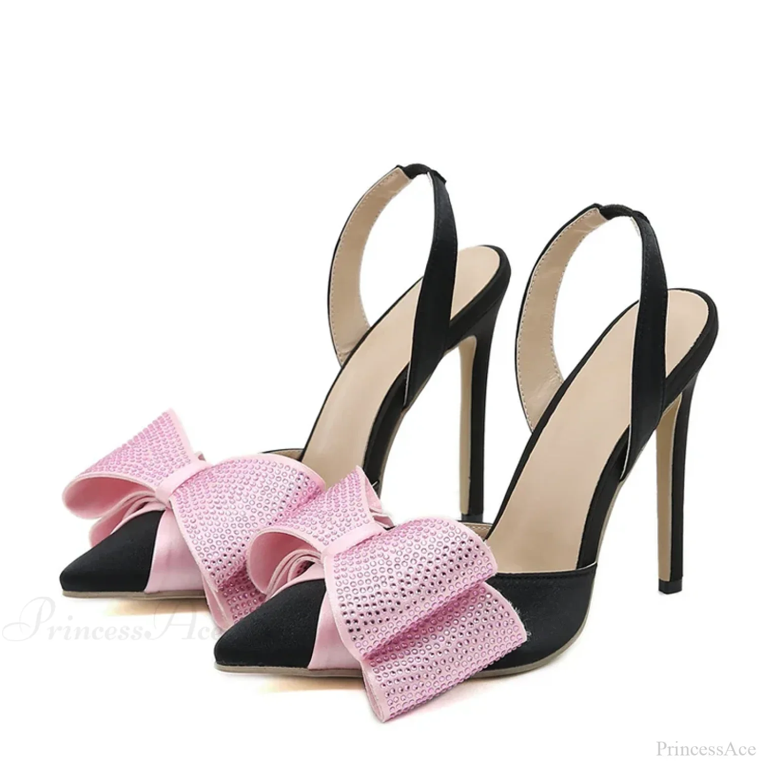 Spring Summer Slingback Sandals Crystal Bowknot Pointed-Toe High-Heels Wedding Prom Ladies High Heel - Image 6