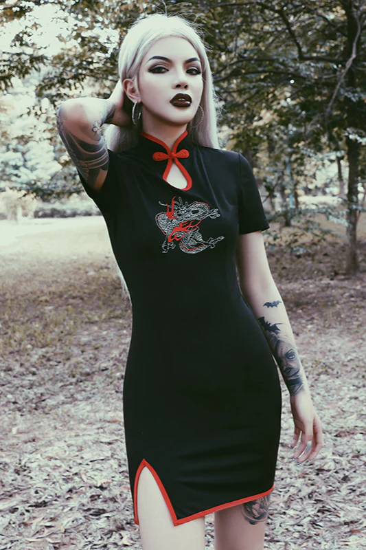 High Waist Cheongsam Gothic Dress - Image 2