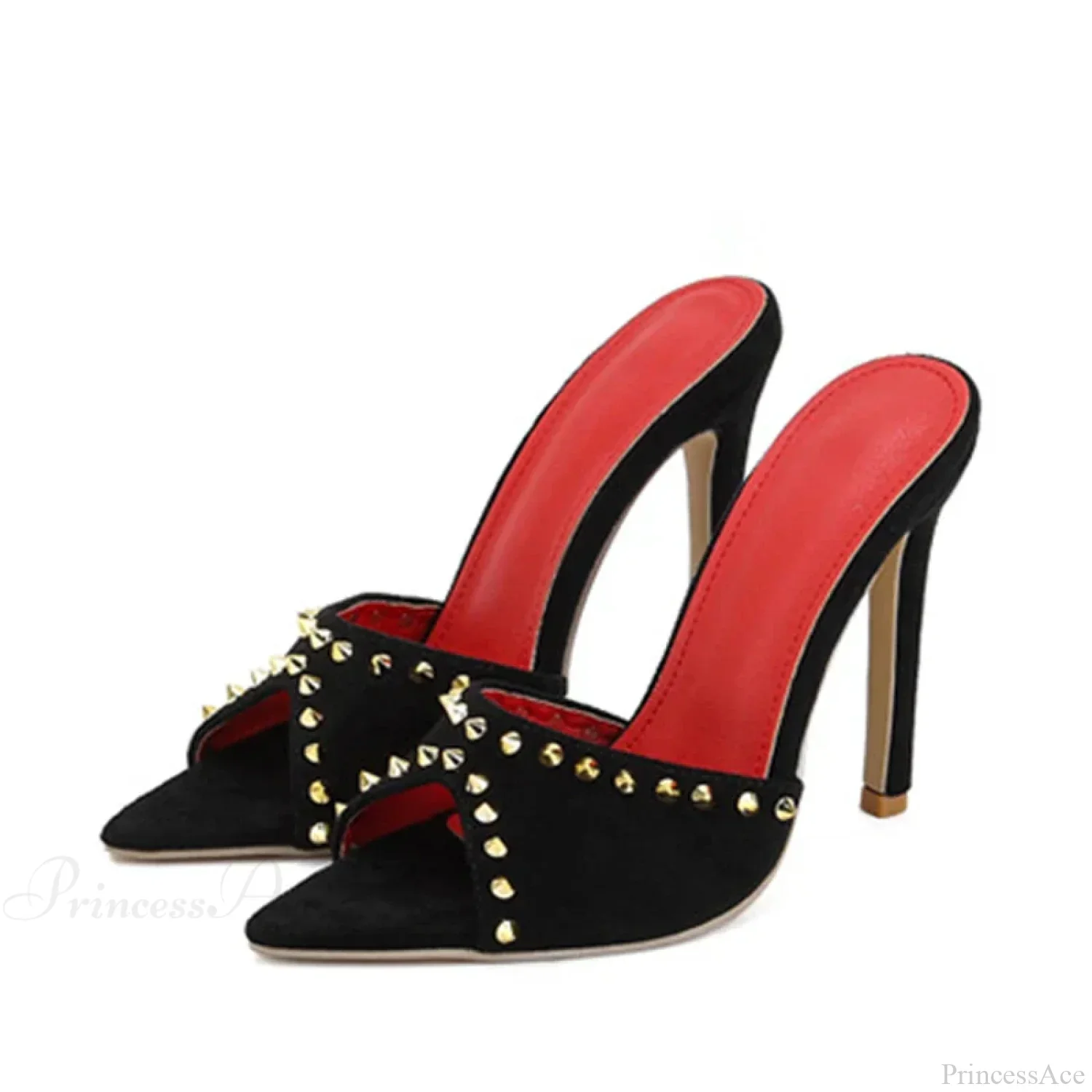 SummerFashion Metal Rivet Designer High-Heels Pointed-Toe Party Stripper Women Mules High Heel - Image 6