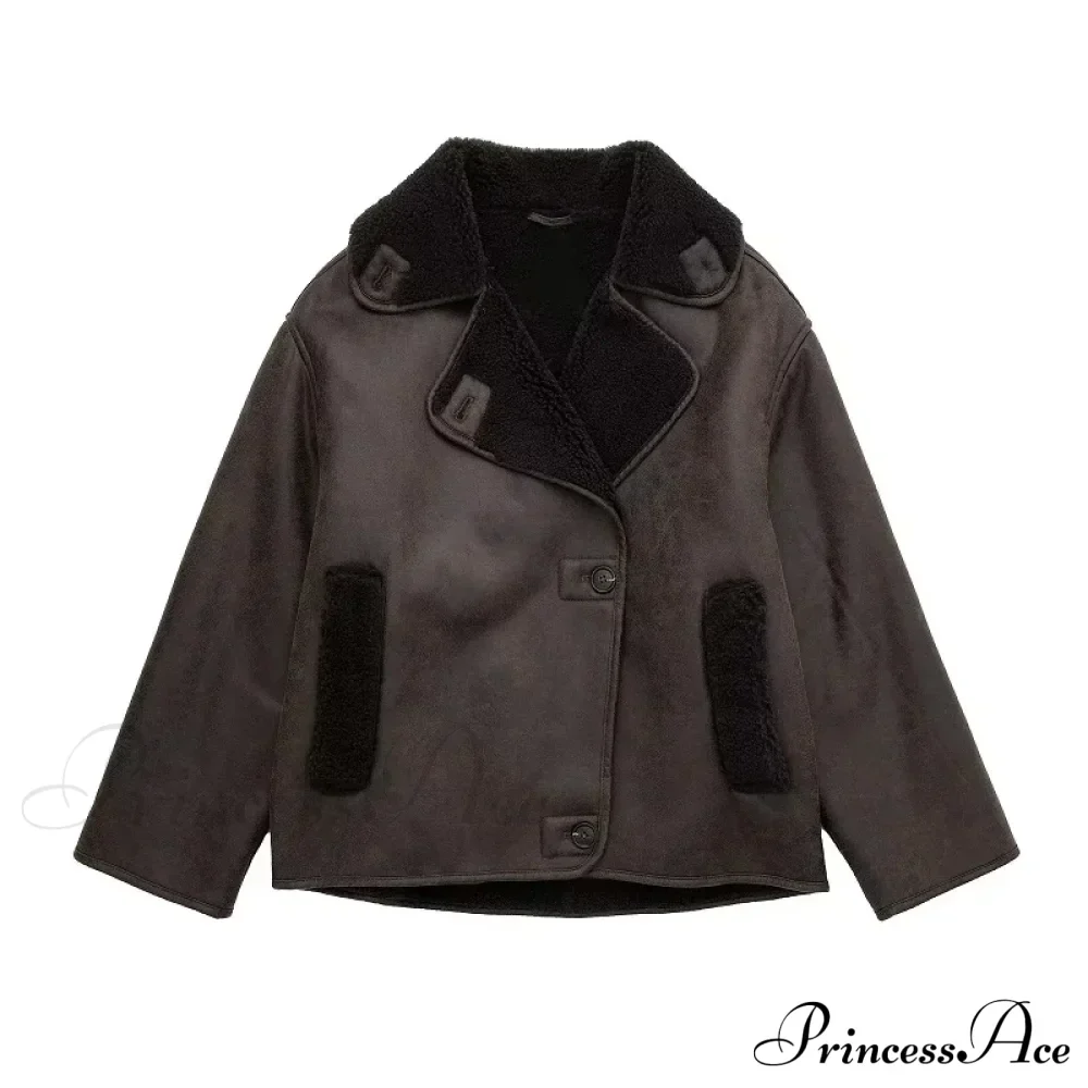 Faux Leather Wool Blend Jacket - Image 7