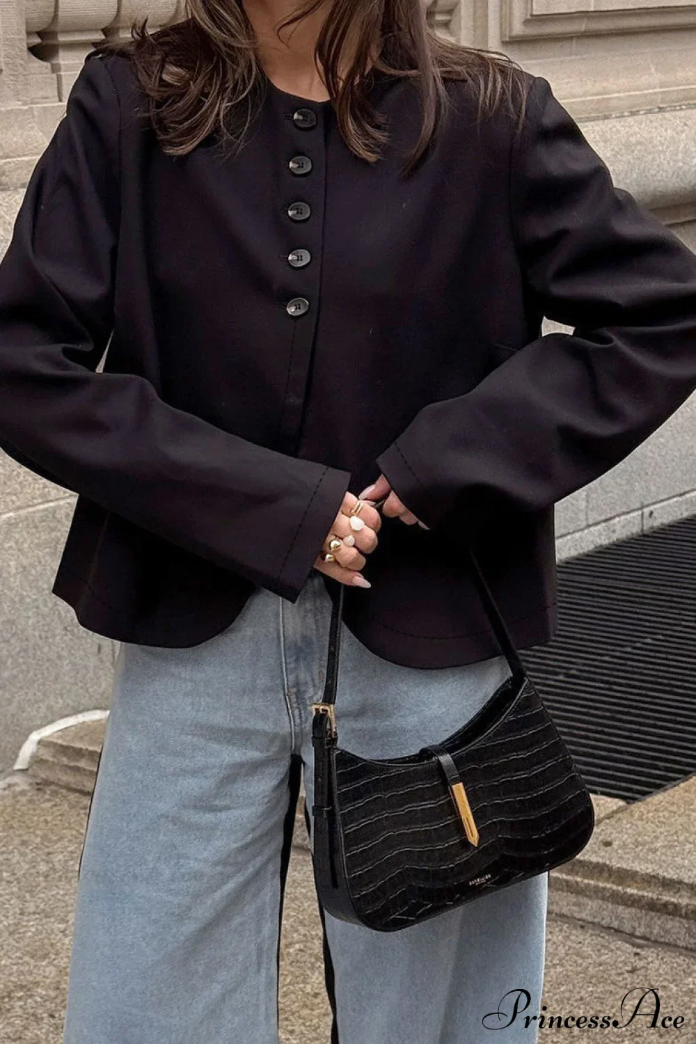 Suede Single Breasted Long Sleeve Coat - Image 3