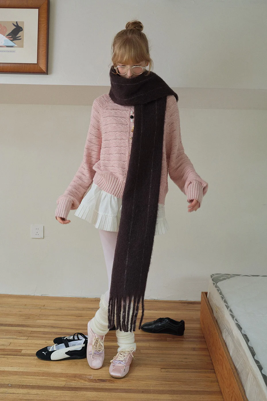 25% Wool Blend Vertical Striped Unisex Scarf - Image 4