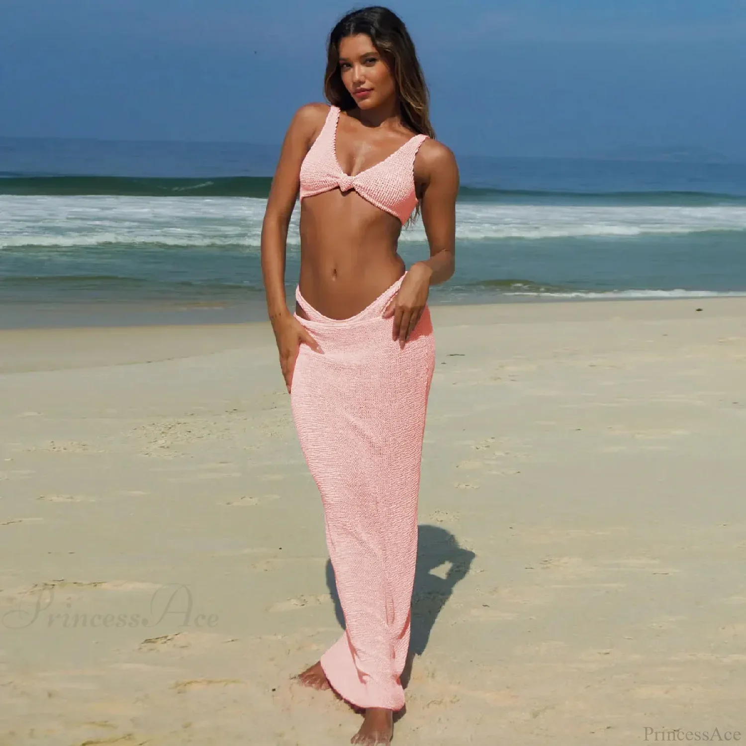 3D Flower Fringed Skirt Three Piece Swimsuit - Image 8