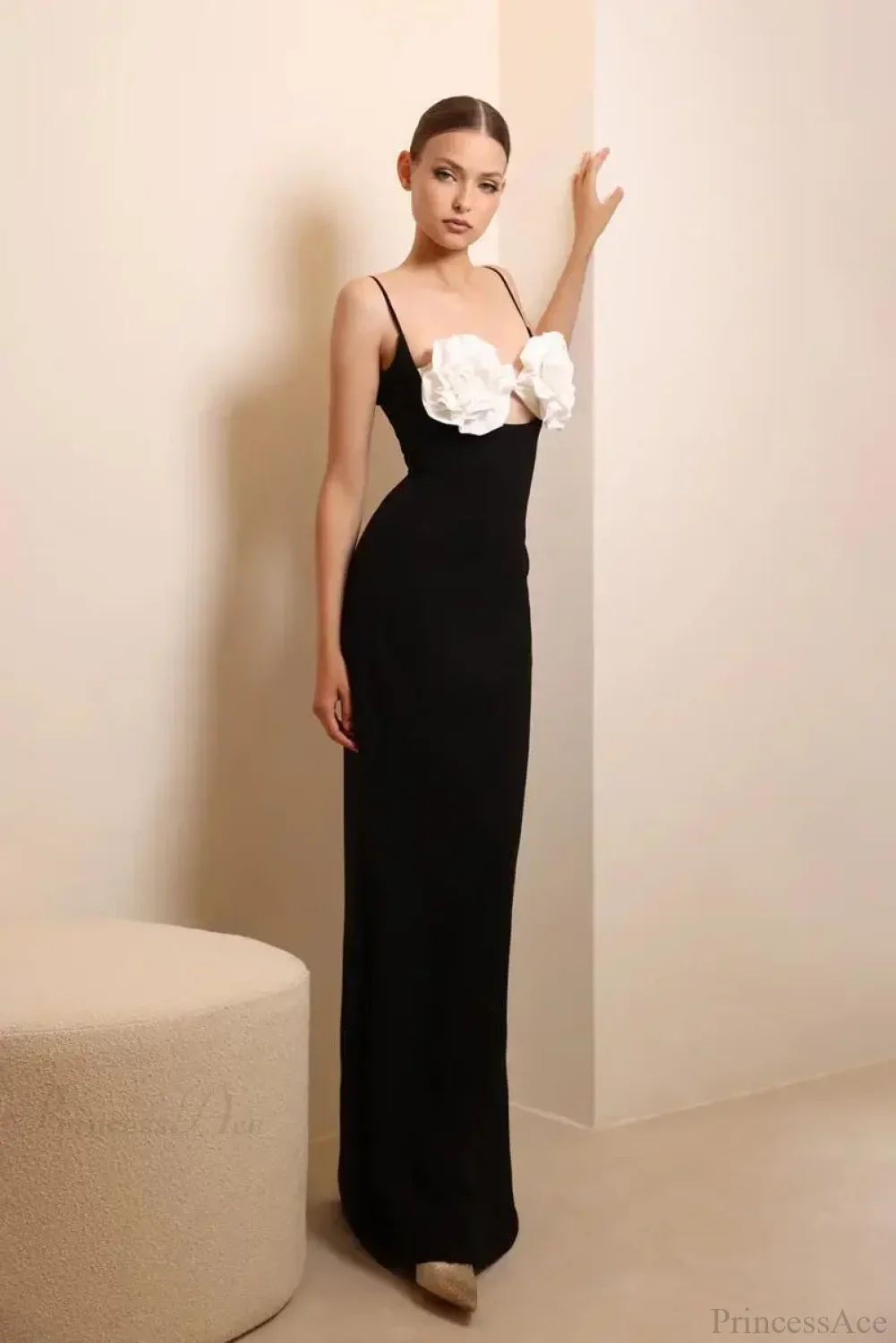 3D Flower Halter Long Party Dress - Image 2