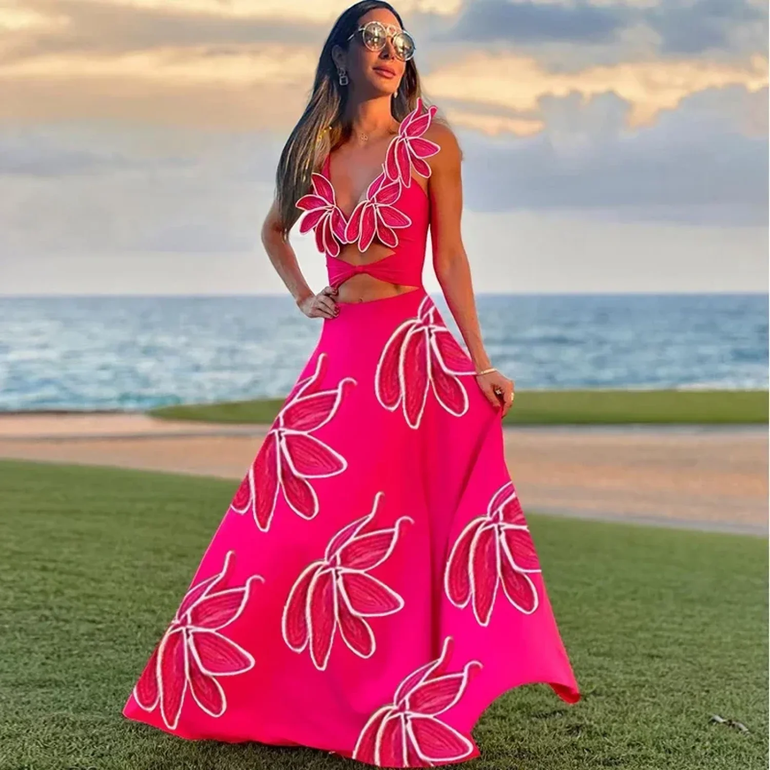 3D Flower Neck Skirt Two Piece Set - Image 2