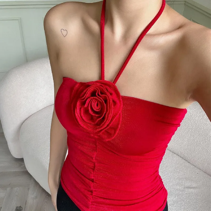 3D Rosette Halter Crop Top - Image 7
