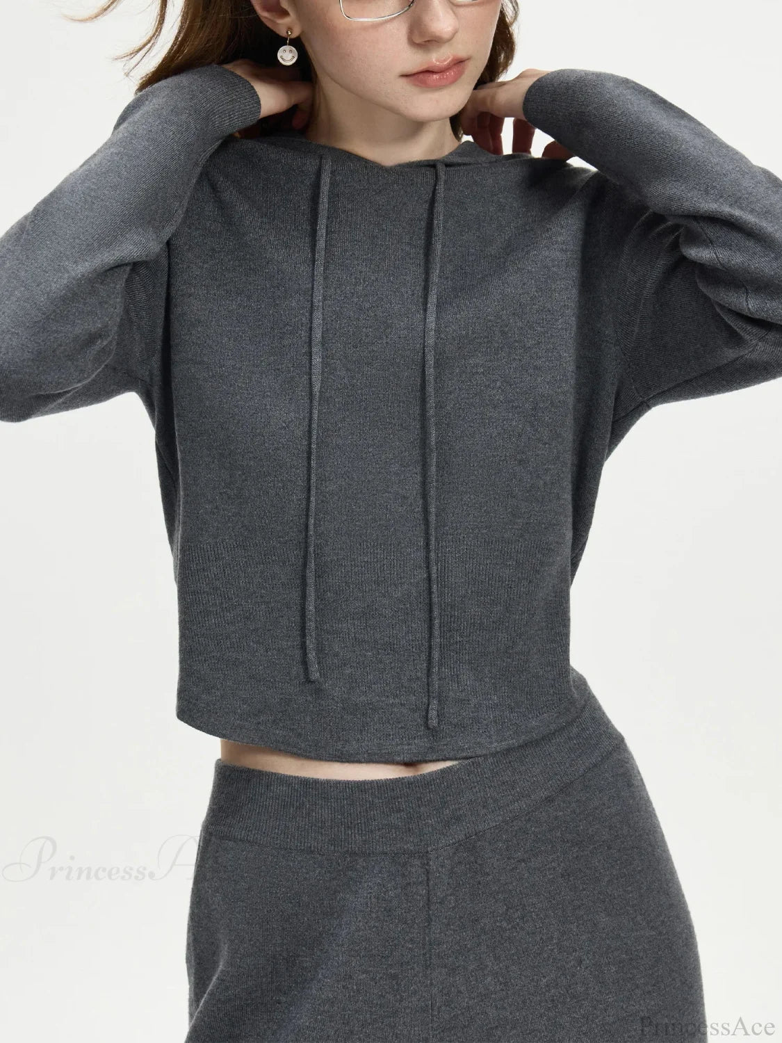 4.1% Wool Short Hooded Chic Knitwear Sweater - Image 2