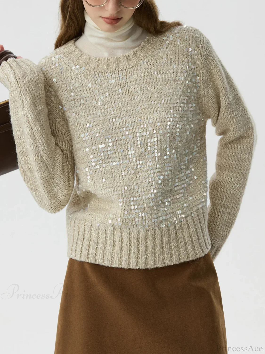 5.9% Sheep Wool Sequined Long Sleeve Sweater - Image 4
