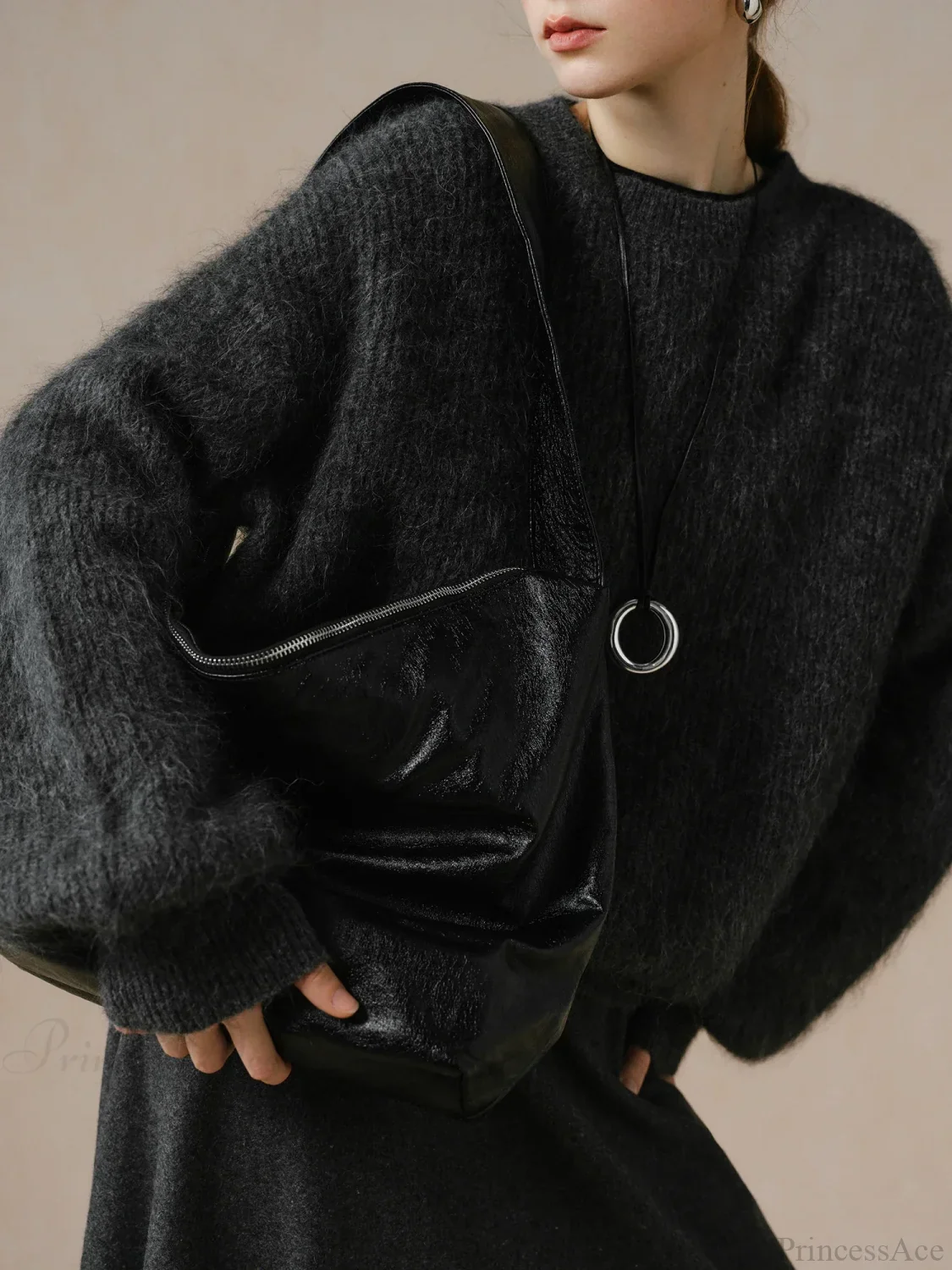 55.8% Alpaca Wool Round Neck Sweater - Image 2