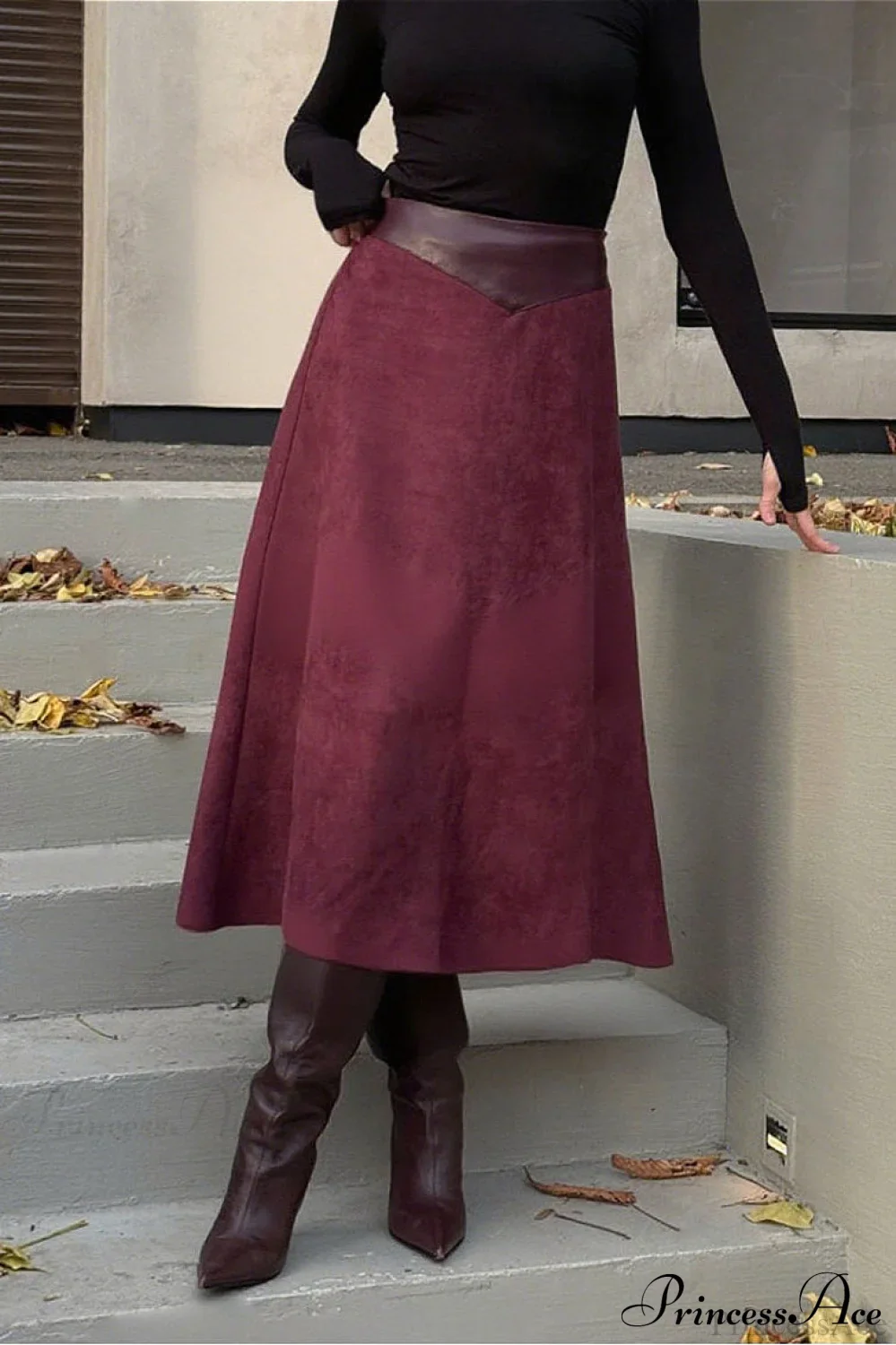 A-Line Maxi Suede Skirt - Image 2