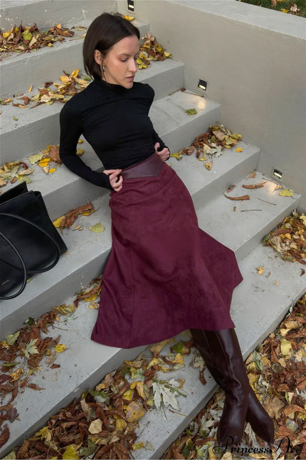 A-Line Maxi Suede Skirt - Image 5