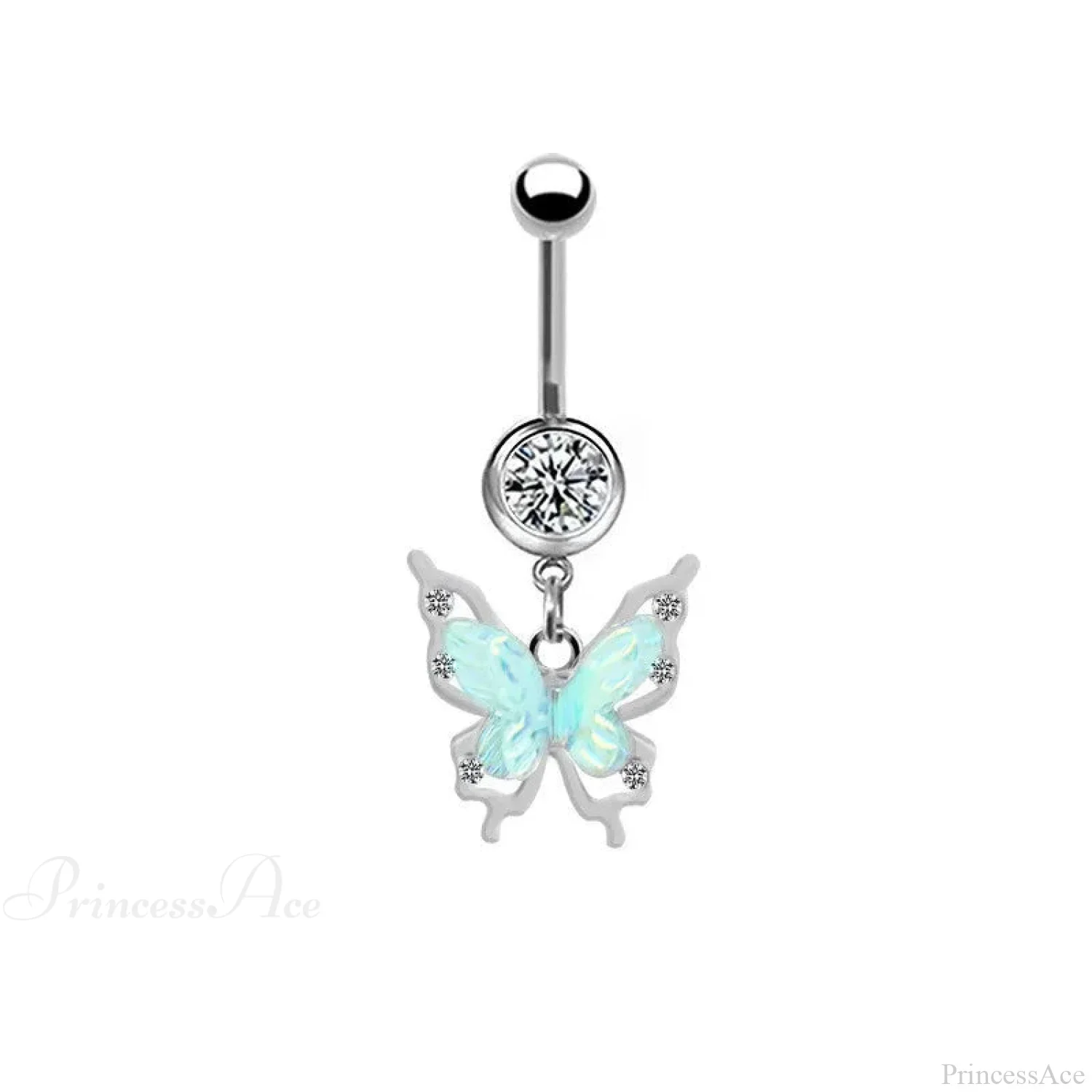 AB Butterfly Lunar Pink Gothic Belly Ring - Image 10