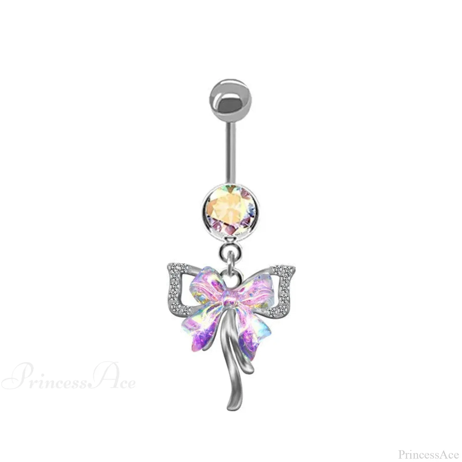 AB Butterfly Lunar Pink Gothic Belly Ring - Image 4