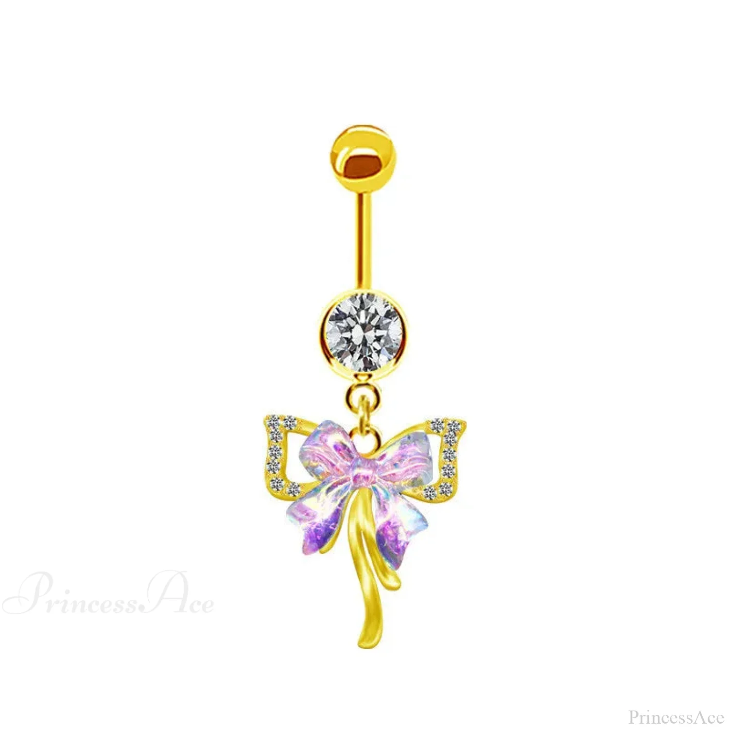 AB Butterfly Lunar Pink Gothic Belly Ring - Image 5