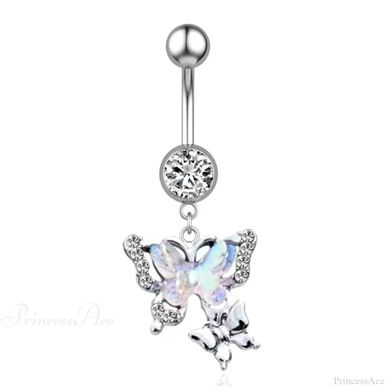 AB Butterfly Lunar Pink Gothic Belly Ring - Image 6