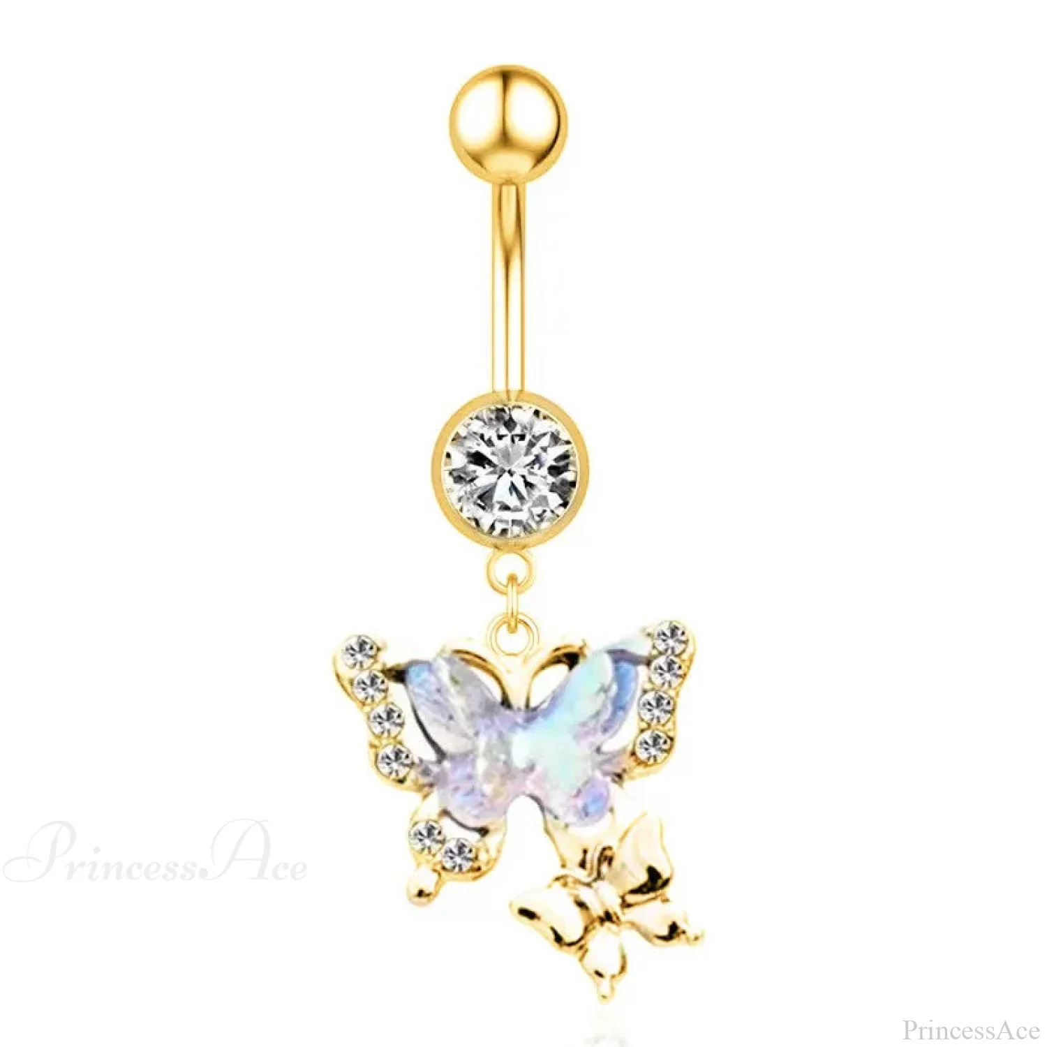 AB Butterfly Lunar Pink Gothic Belly Ring - Image 7