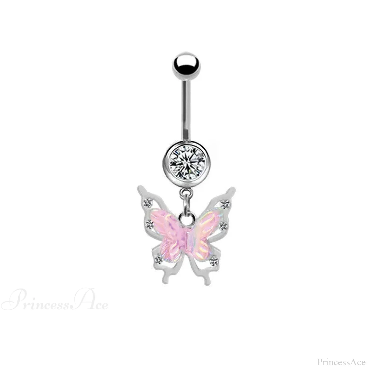 AB Butterfly Lunar Pink Gothic Belly Ring - Image 9