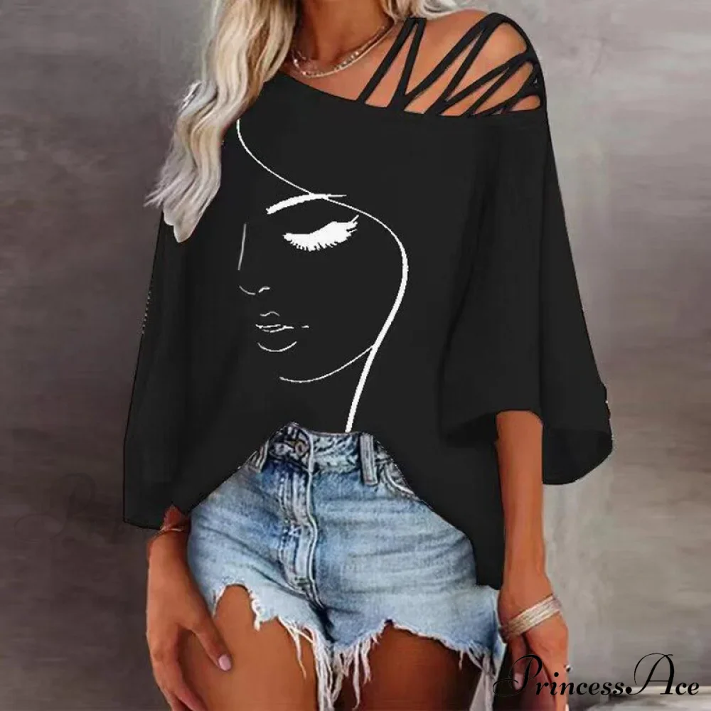 Abstract Skew Women Bandage Design and Blouse Neckline with Tee Detail