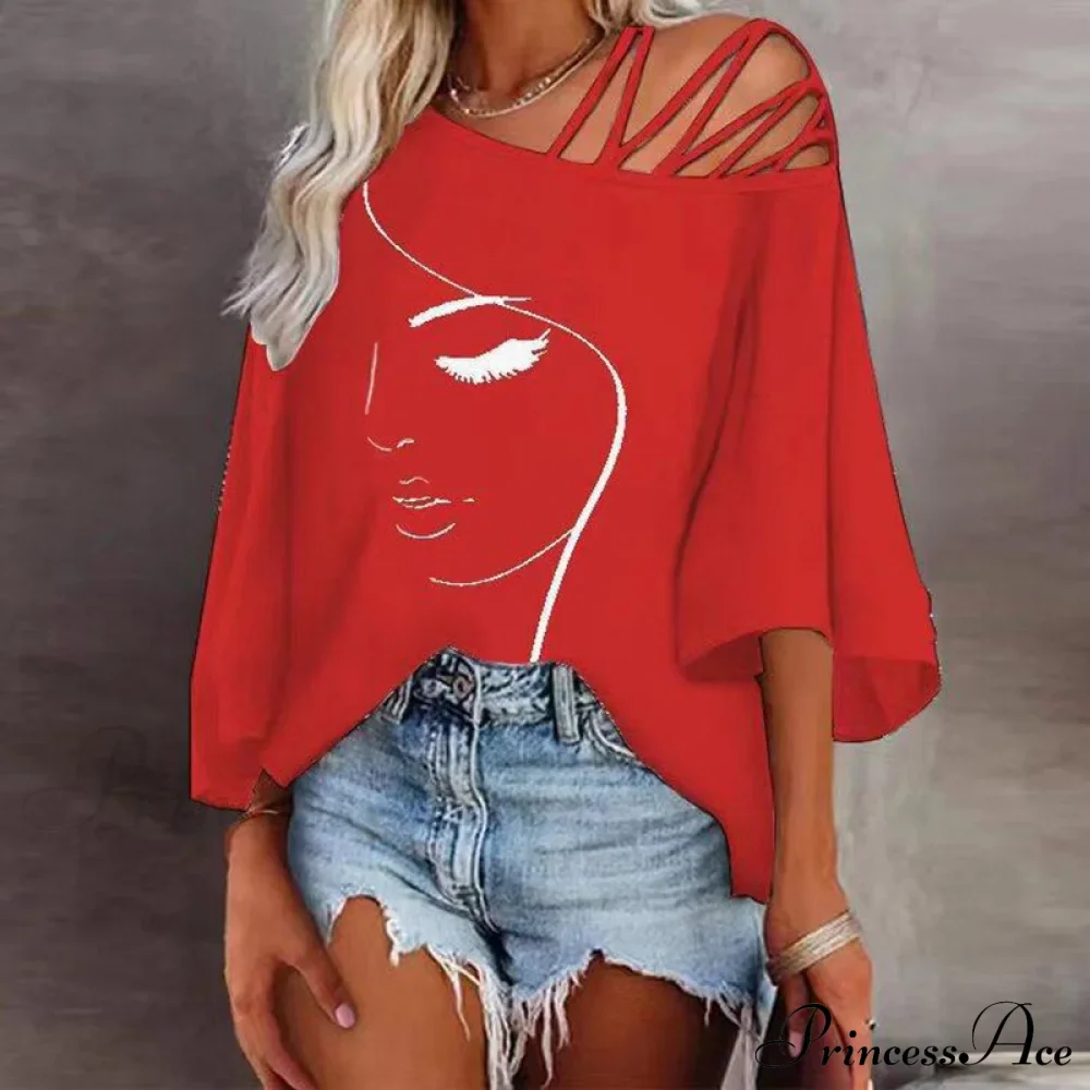 Abstract Skew Women Bandage Design and Blouse Neckline with Tee Detail - Image 6