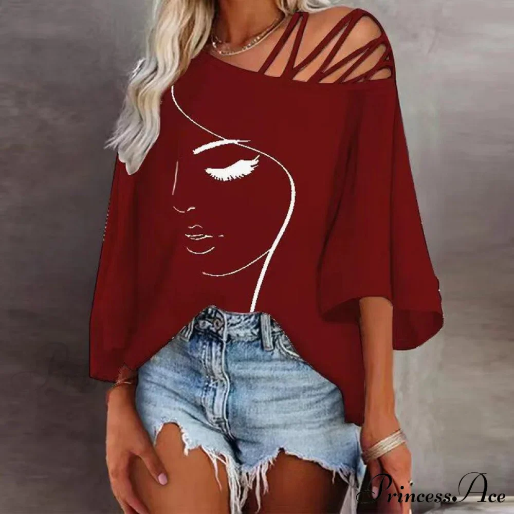 Abstract Skew Women Bandage Design and Blouse Neckline with Tee Detail - Image 7