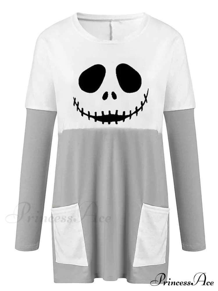 Abstract Women's Design Black Painting Shirts Round Neck Block White Halloween Long Tunic Plaid Weekend and for and Arm Color Wine in Pocket with Design - Image 16