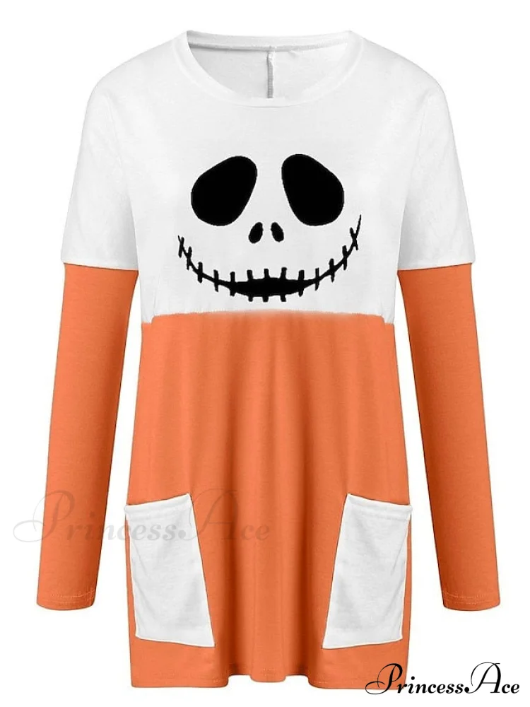 Abstract Women's Design Black Painting Shirts Round Neck Block White Halloween Long Tunic Plaid Weekend and for and Arm Color Wine in Pocket with Design - Image 17