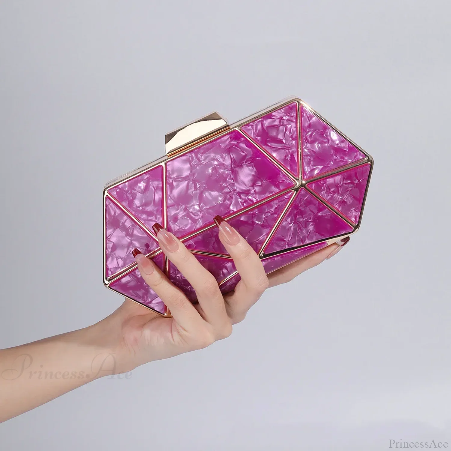 Acrylic Metal Diamond Evening Clutch Crossbody Bag - Image 10
