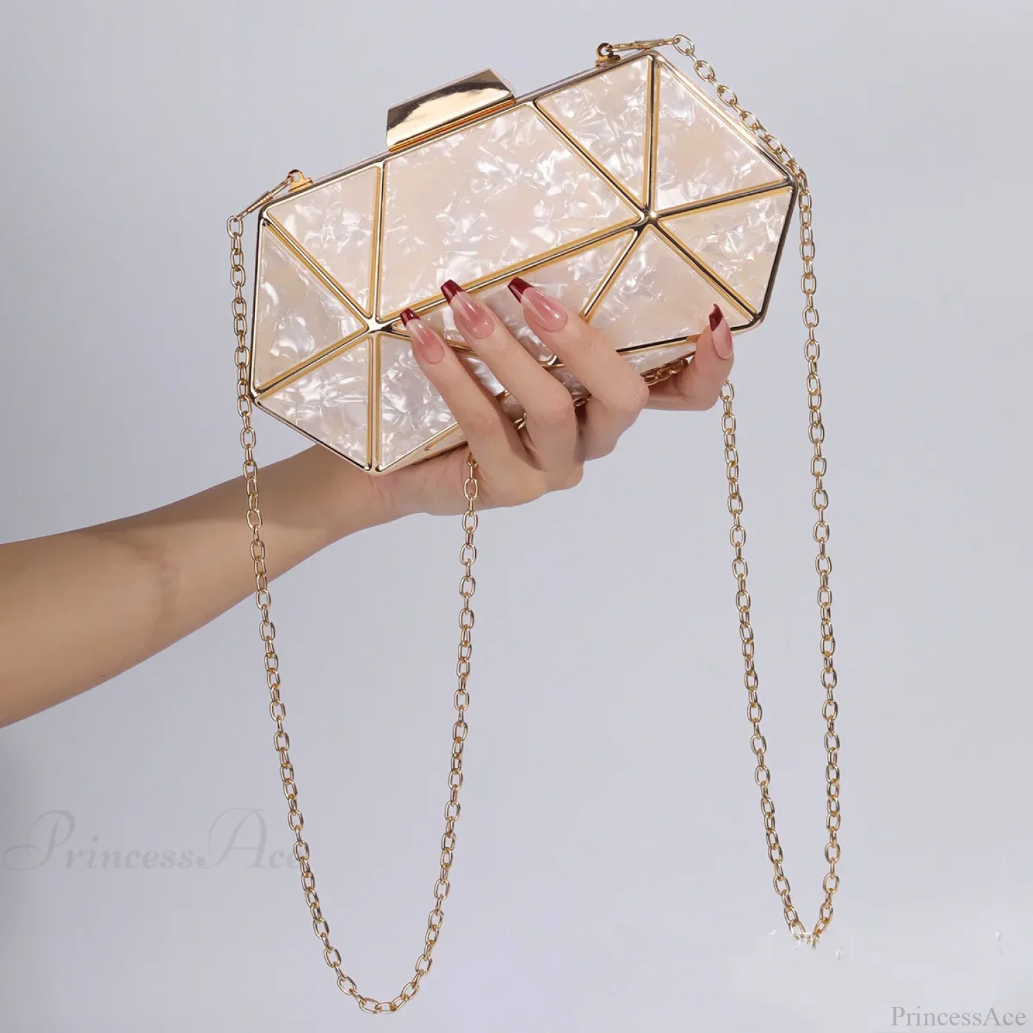 Acrylic Metal Diamond Evening Clutch Crossbody Bag - Image 4