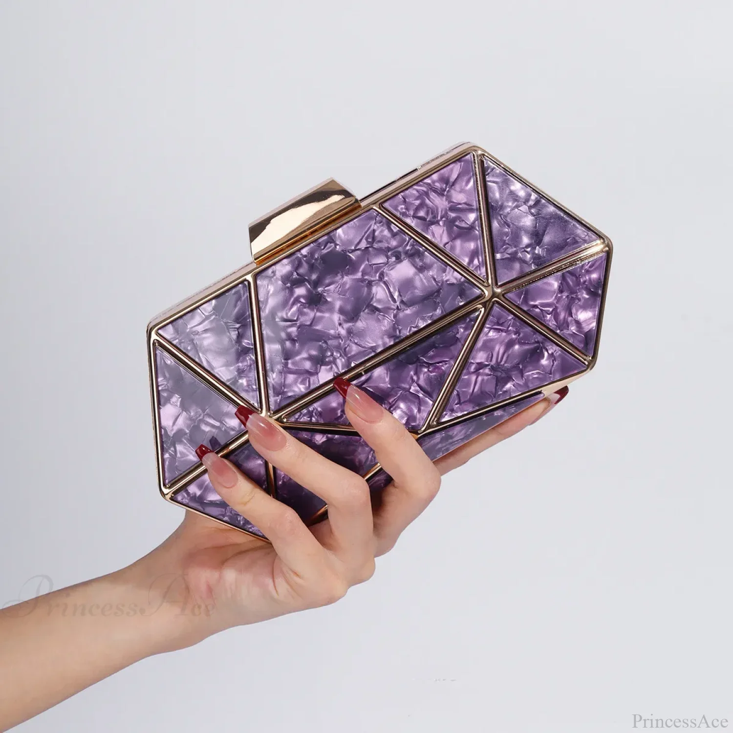 Acrylic Metal Diamond Evening Clutch Crossbody Bag - Image 9