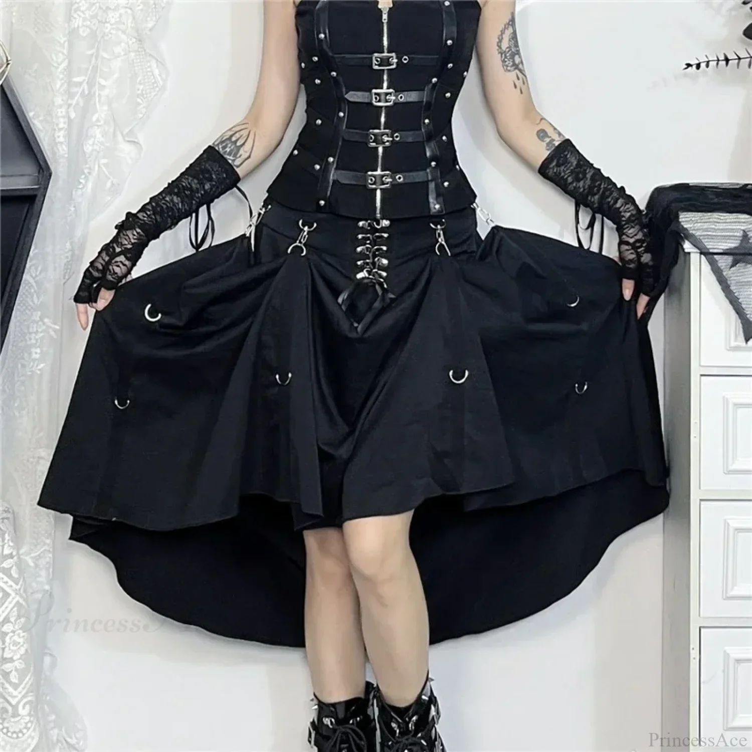 Acubi Black Swing A-line Skirt - Image 2