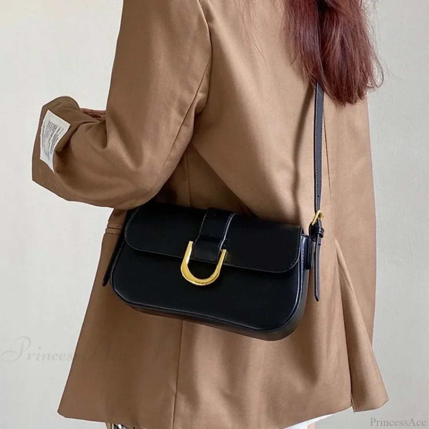 Adjustable Strap Patent Leather Satchel Bag - Image 5