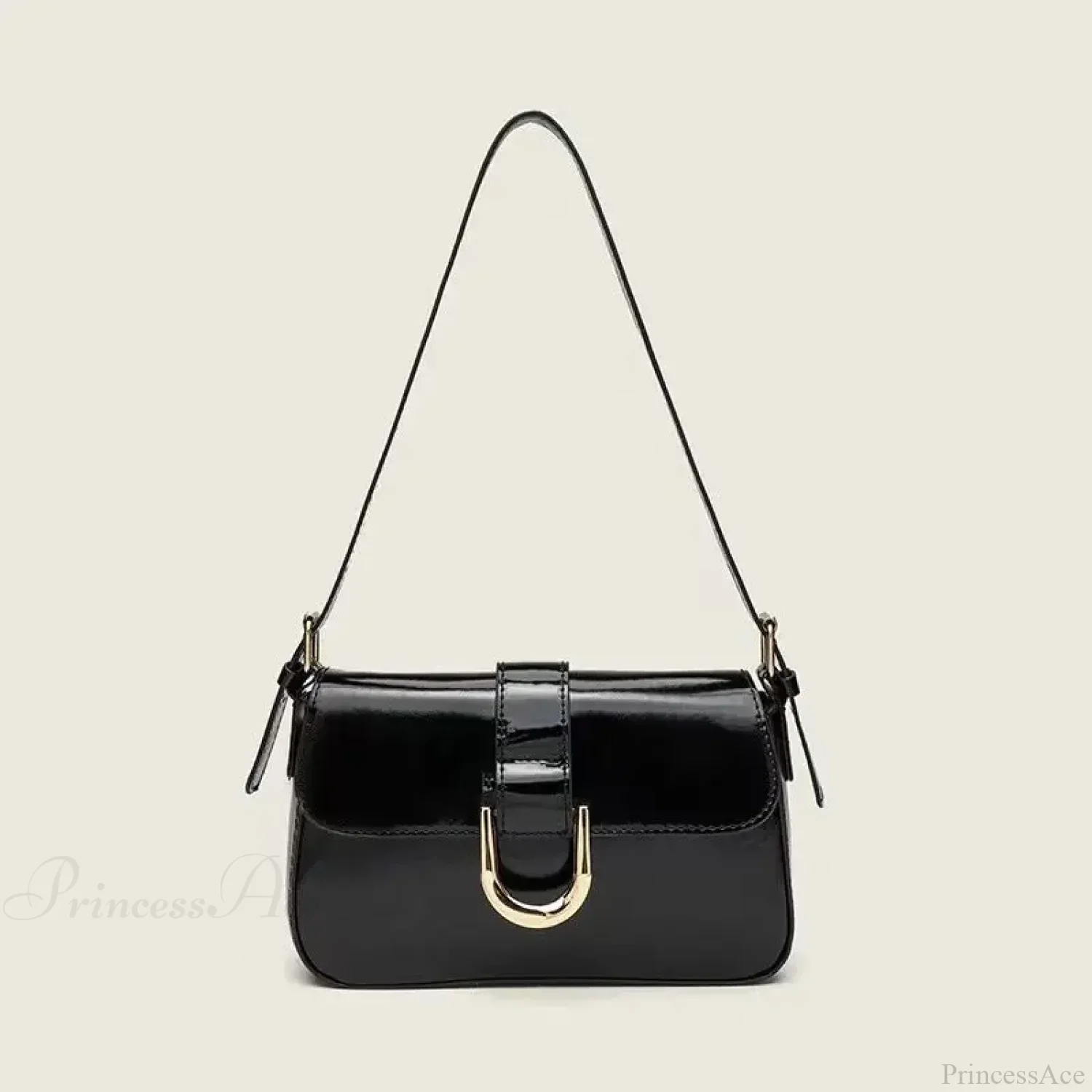 Adjustable Strap Patent Leather Satchel Bag - Image 7