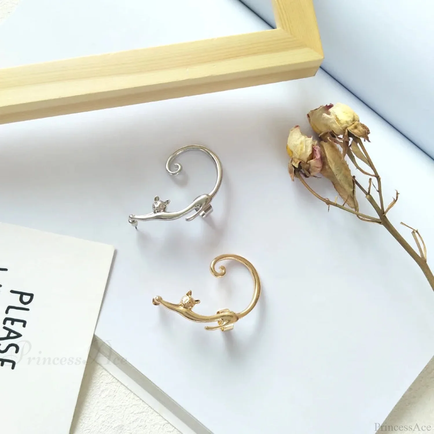 Adorable Feline Clip On Ear Cuff Wrap Earring - Image 3