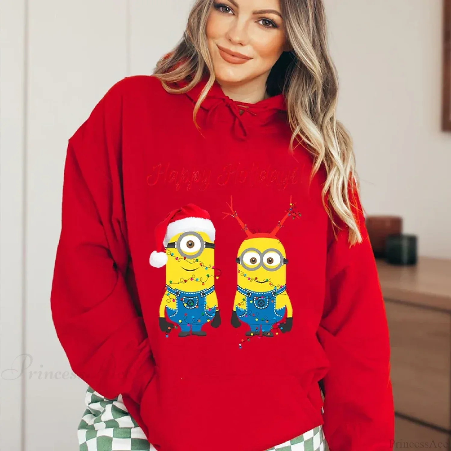 Adorable Merry Minions Plus Velvet Sports Hoodie - Image 4