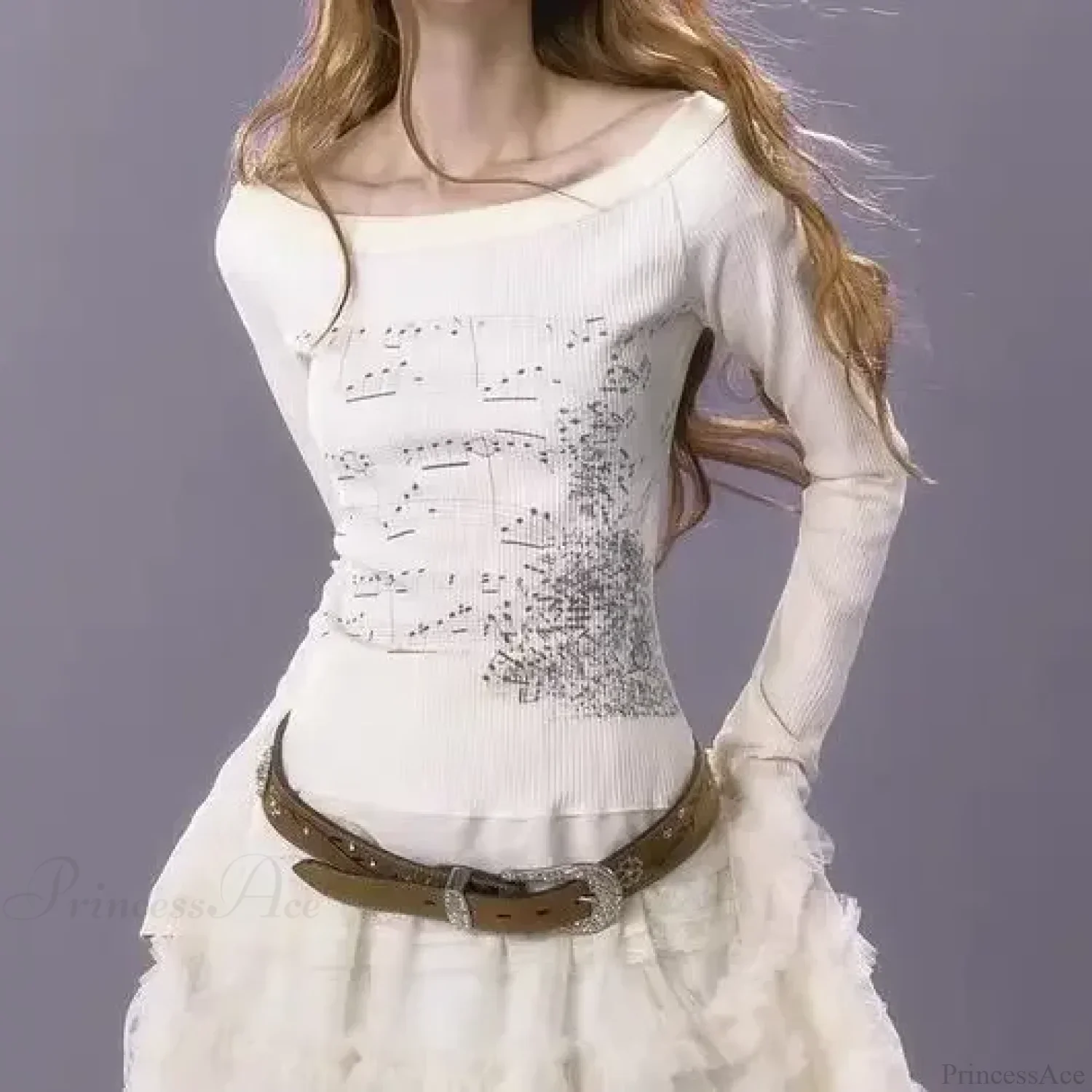 Aesthetic Slim Fit All Match Grunge Lace Patch Knit Top - Image 6