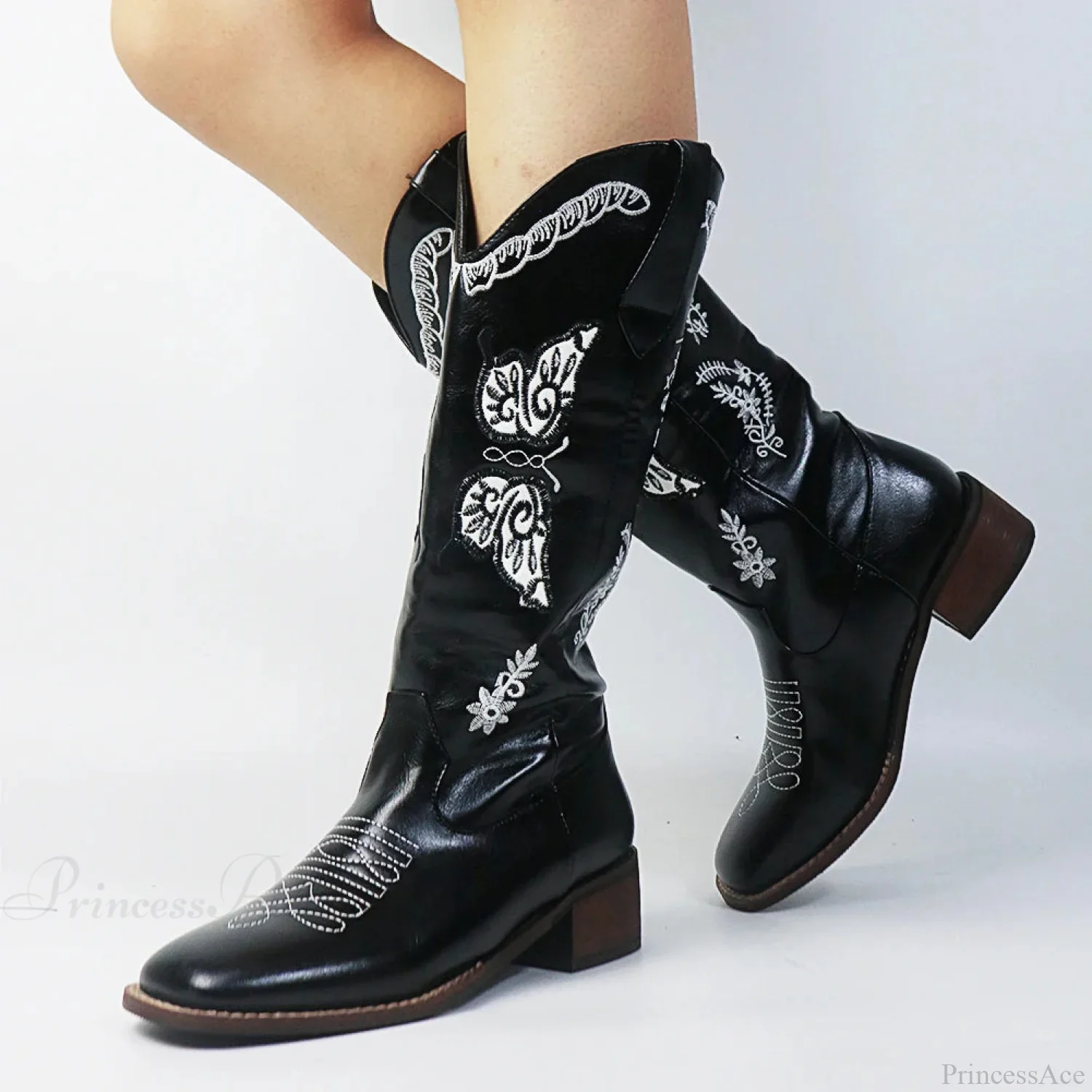 Affection Heart Mid-Calf Chunky Heel Rebel Western Boot - Image 2