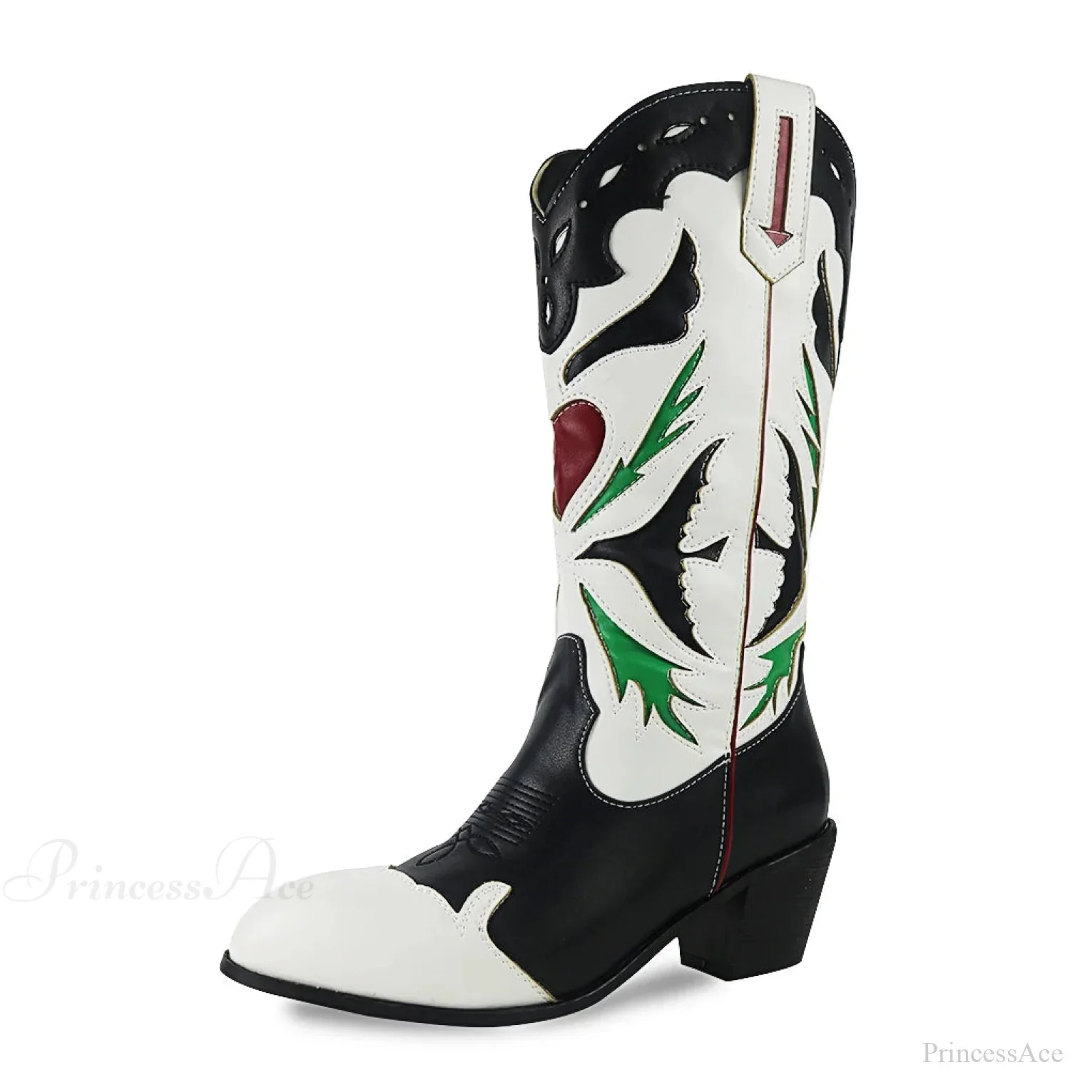 Affection Heart Mid-Calf Chunky Heel Rebel Western Boot - Image 3