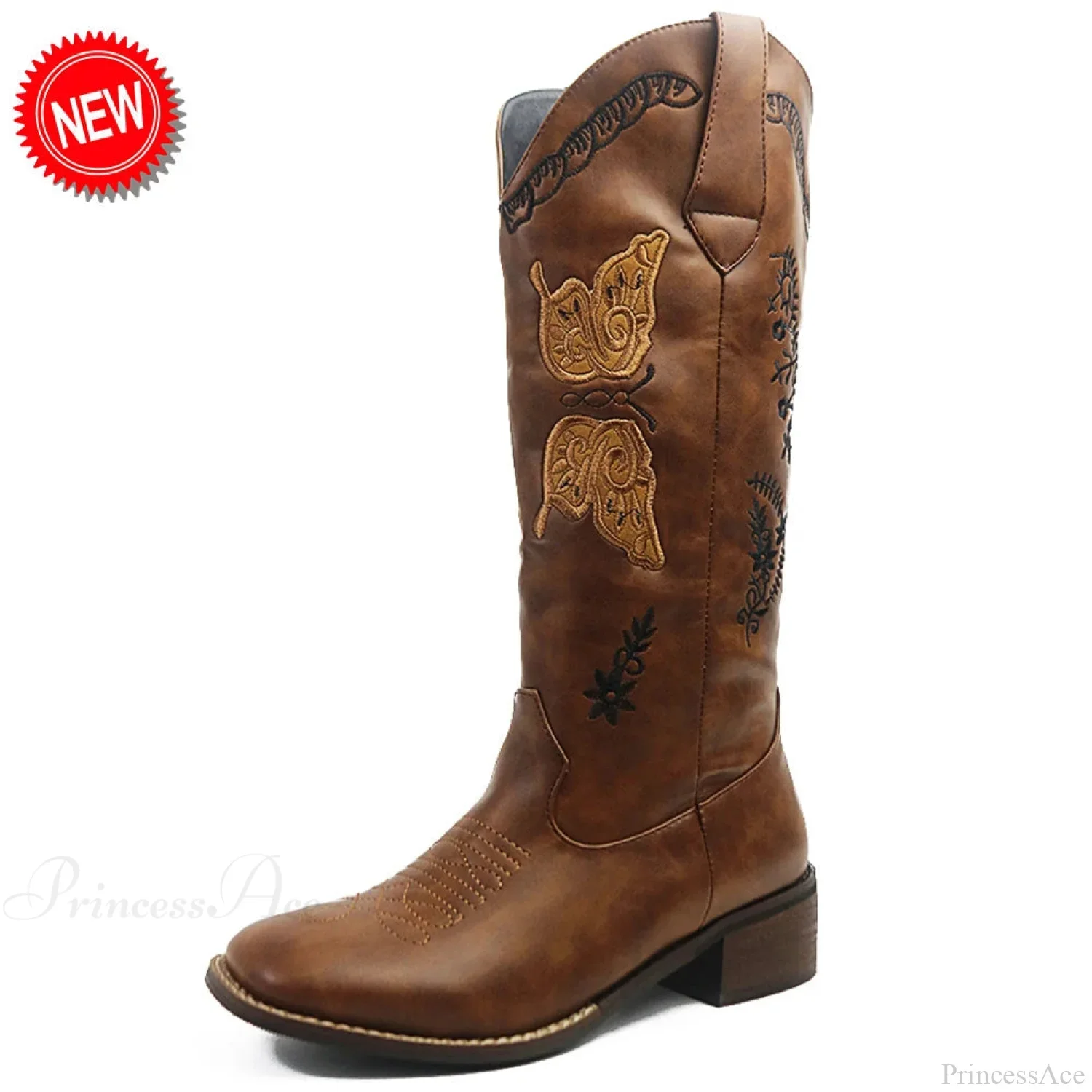 Affection Heart Mid-Calf Chunky Heel Rebel Western Boot - Image 5