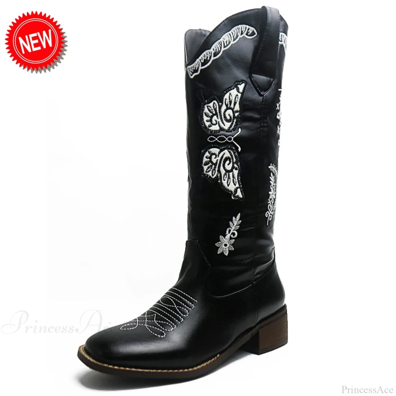 Affection Heart Mid-Calf Chunky Heel Rebel Western Boot - Image 6