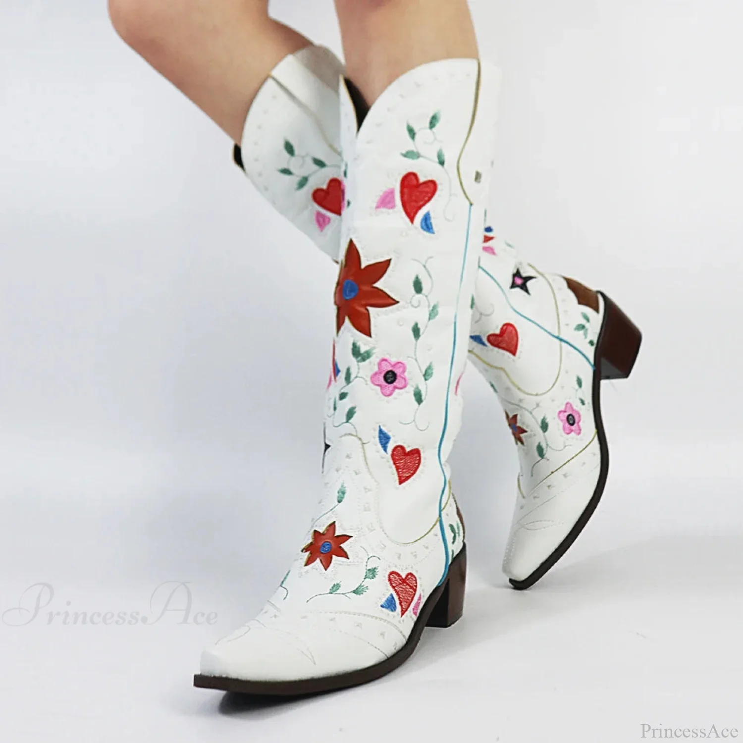 Affection Heart Mid-Calf Chunky Heel Rebel Western Boot - Image 8