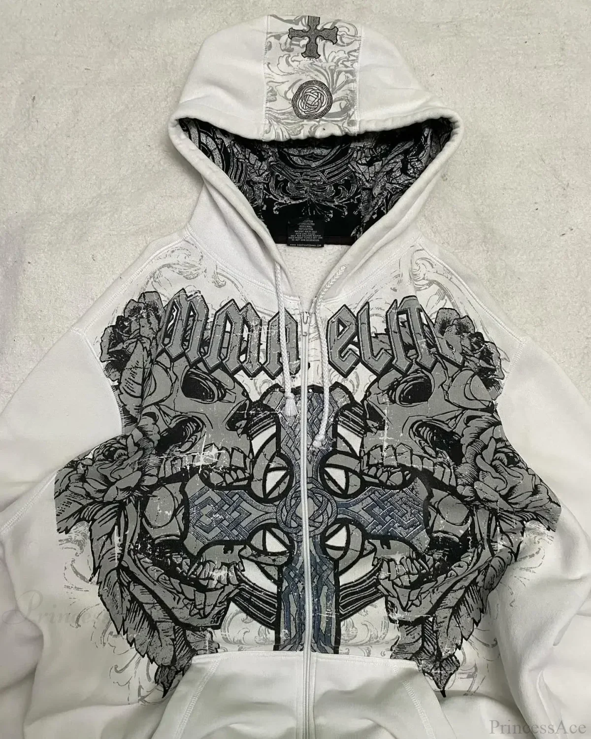 Affliction Gothic Skull Zipper Hoodie - Image 2