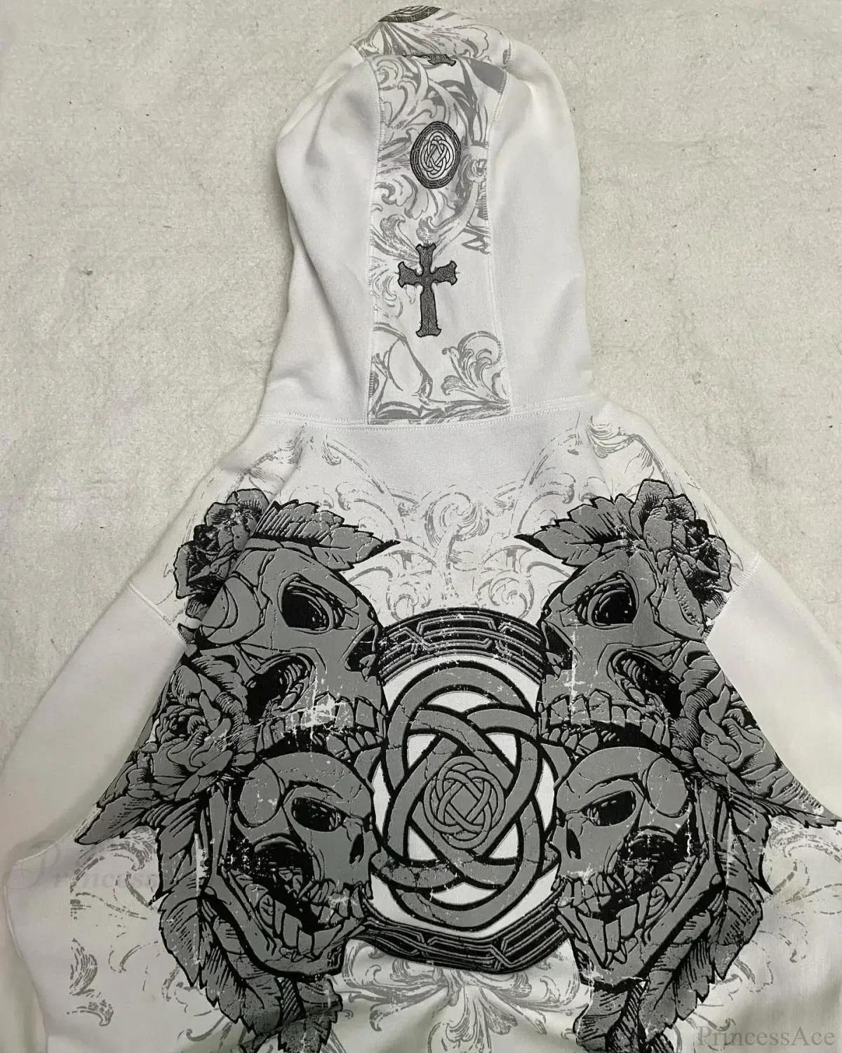 Affliction Gothic Skull Zipper Hoodie - Image 3