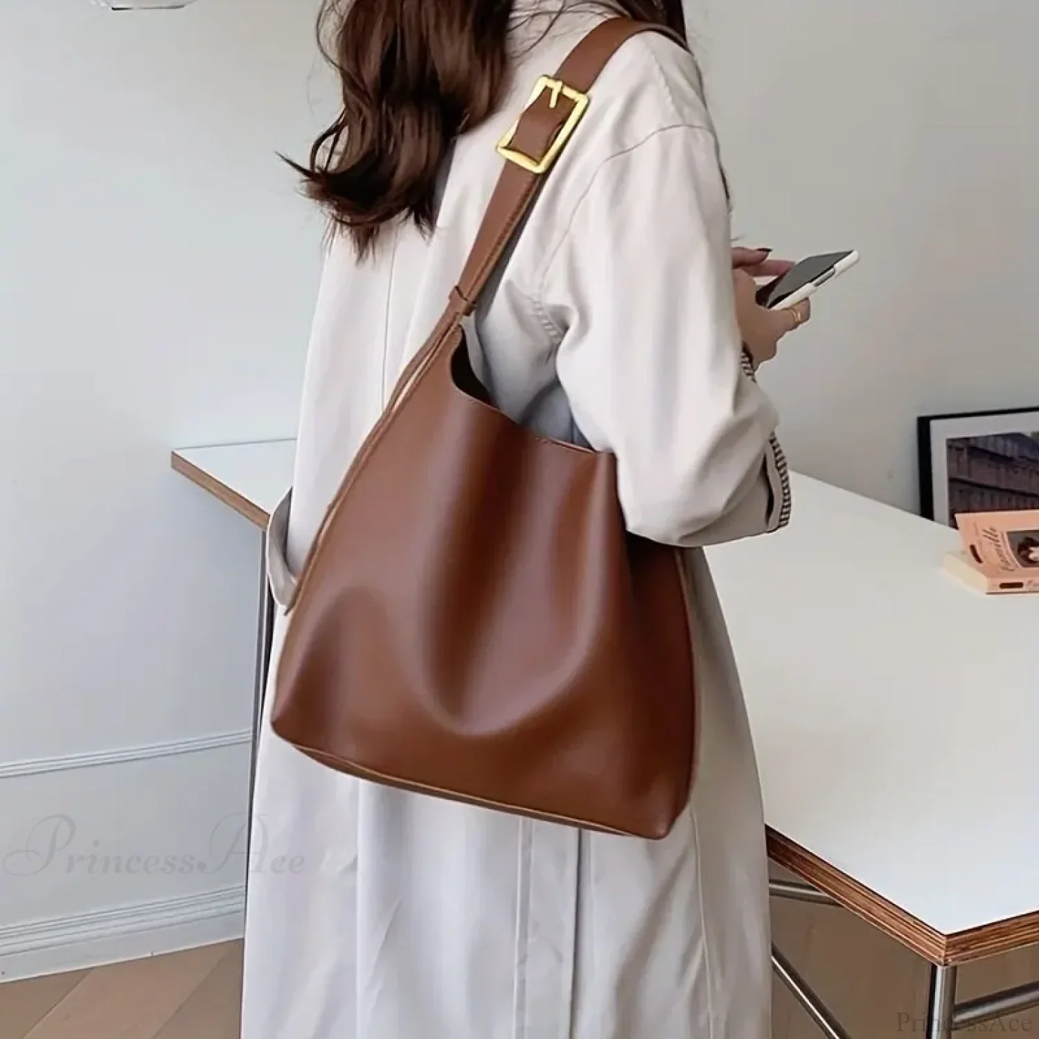 All-Match Minimalist PU Leather Shoulder Bag - Image 7
