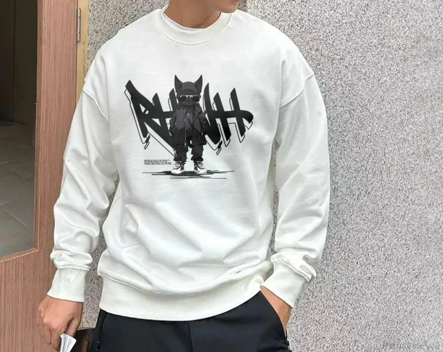 Anime Print Fleece Vintage Sweatshirt