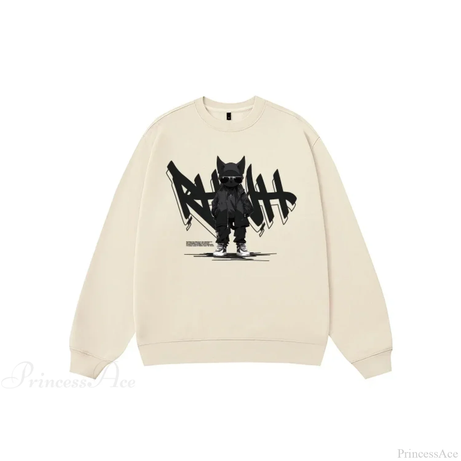 Anime Print Fleece Vintage Sweatshirt - Image 3