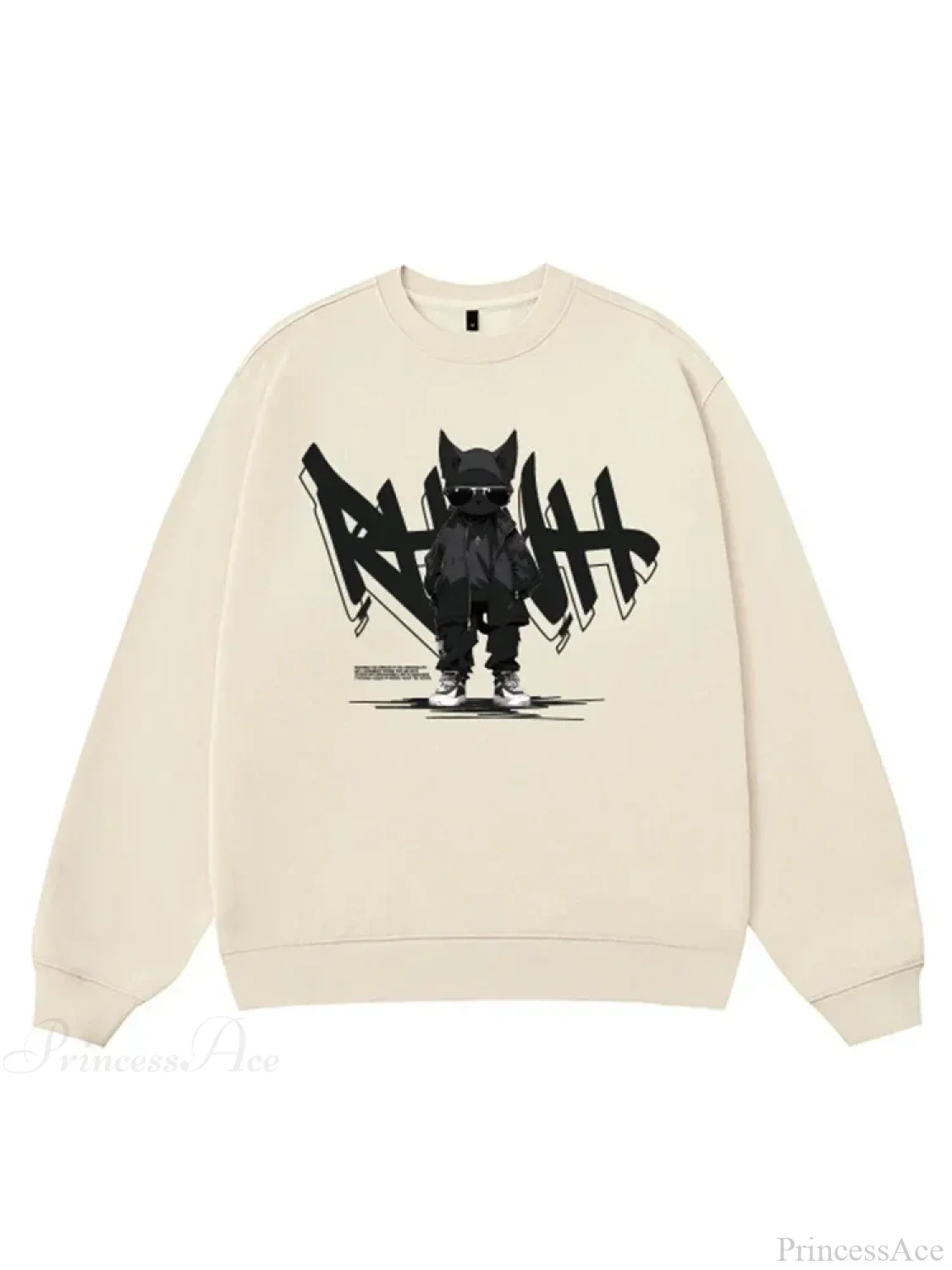 Anime Print Fleece Vintage Sweatshirt - Image 4