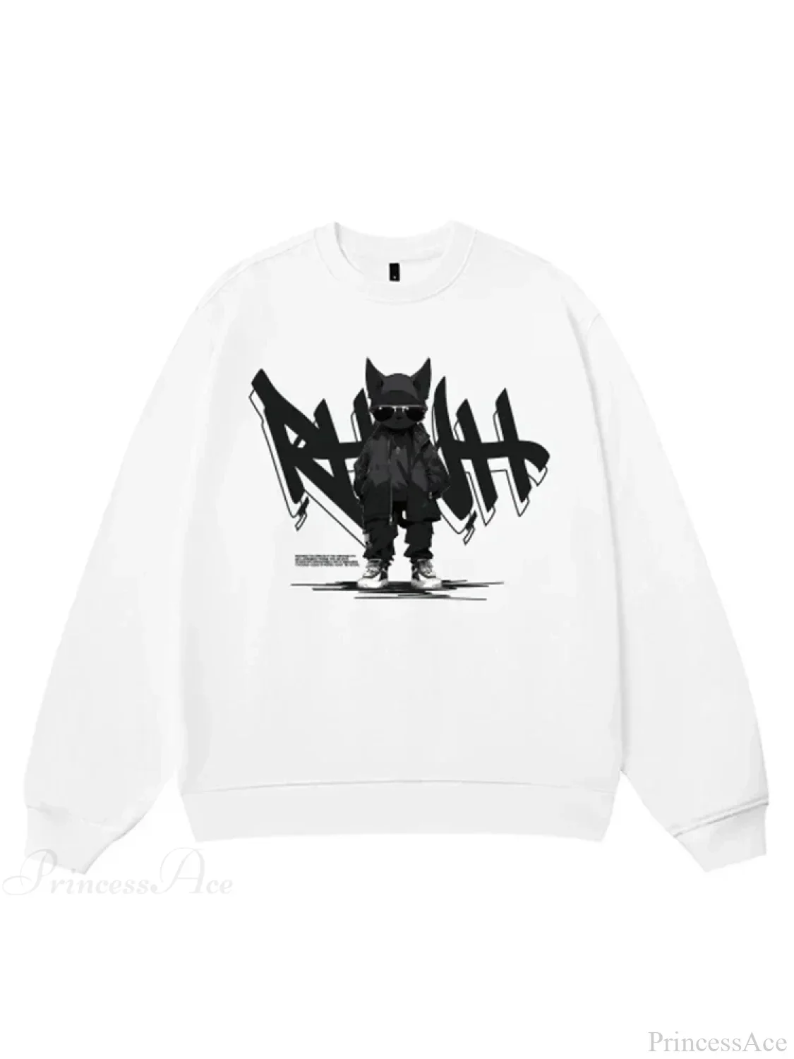Anime Print Fleece Vintage Sweatshirt - Image 5